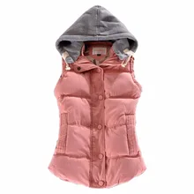 2017 Brand Winter Women’s Vest Slim Cotton Waistcoat for Women Coletes Female Vest Jacket Coat Pink Warm Down Outerwear 7 Color