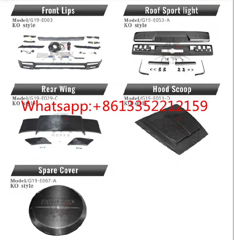 2018 2019 year W464 carbon fiber B style hood cover side step front guard spare cover air vent fit for G class G63 G65 G500 G55  body kit (10)