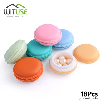

New 18pcs/Lot Cute Macaron Case Cake Shape Studs Ring Necklace Jewelry Storage Display Boxes Stud Gum Storage Mini Macaroon Case