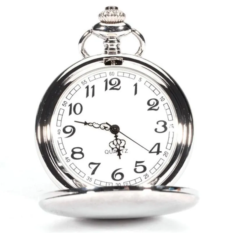 Для женщин гладкие, из нержавеющей стали оправа белый циферблат арабские цифры Современные карманные часы Портативный часы для мужчин для