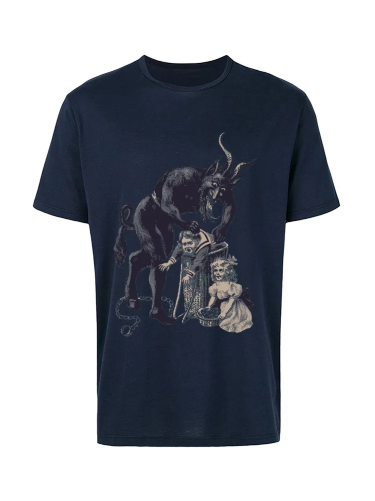 Merry Christmas from Krampus 8379 T-shirts New Coming comfortable Cotton Crew Neck Men's Tops T Shirt Tops Tees VALENTINE DAY Merry Christmas from Krampus 8379 navy