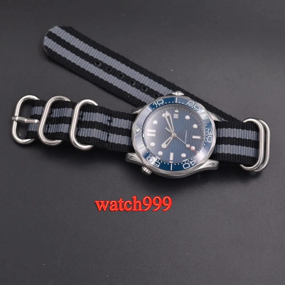 41 мм BLIGER часы мужские стерильный циферблат светящийся керамический ободок Твердый чехол 316L сапфировое стекло Нейлоновый Ремешок Автоматические Мужские часы