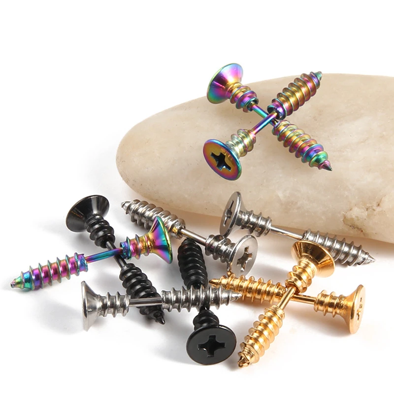 Модные мужские сережки-гвоздики DoreenBeads разноцветные шурупы оригинальные