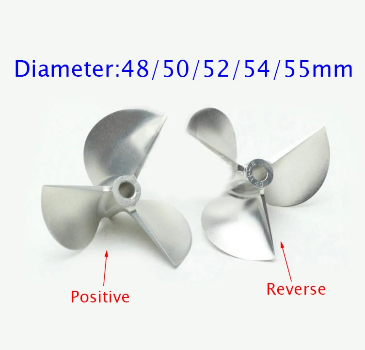 

4/4.76mm CNC Aluminum Propeller Positive/Reverse Screw For RC Racing Boat Model Diameter 48/50/52/54/55mm Pitch 1.8