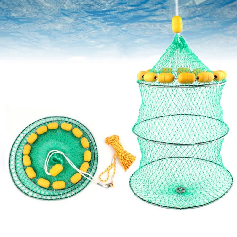 3-layer Outdoor Portable Fishing Net Mesh Fish Trap Collapsible Shrimp Fishing Net Fishing Accessories Fishing Gear
