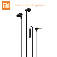 Оригинальные гибридные наушники Xiaomi 2 с двумя драйверами, проводные наушники-вкладыши с микрофоном с шумоподавлением