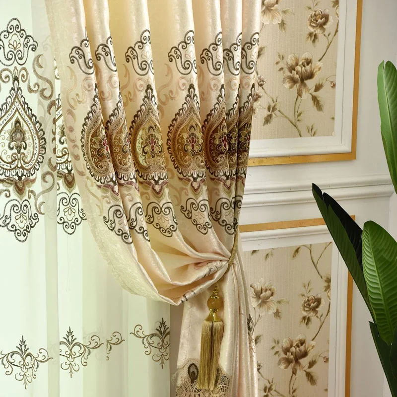 Buy European luxury high shade embroidered curtains