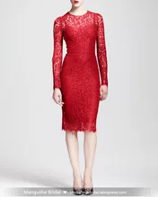 Neue Nach Maß Abendkleid A-line Langarm Spitzenkleid Cocktail Party Fashion Kleider MY1008-11