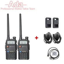 HOT 2PCS BAOFENG UV-5R walkie talkie radios sets +2PCS baofeng speaker mic microphone +2PCS silikon case+1pcs programming cable