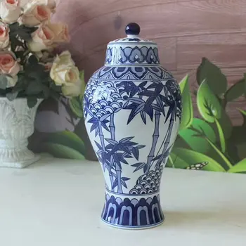 

Jingdezhen ceramic ginger jars Antique Porcelain temple jars porcelain antique chinese jar blue and white bamboo painting