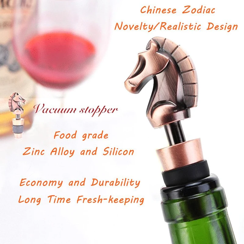 Wine Stoppers Chinese Zodiac Zinc Alloy Bar Tools Bottle Reusable Wine Plug Cap Wine Beverage Bottle Saver Stopper Cork Gift