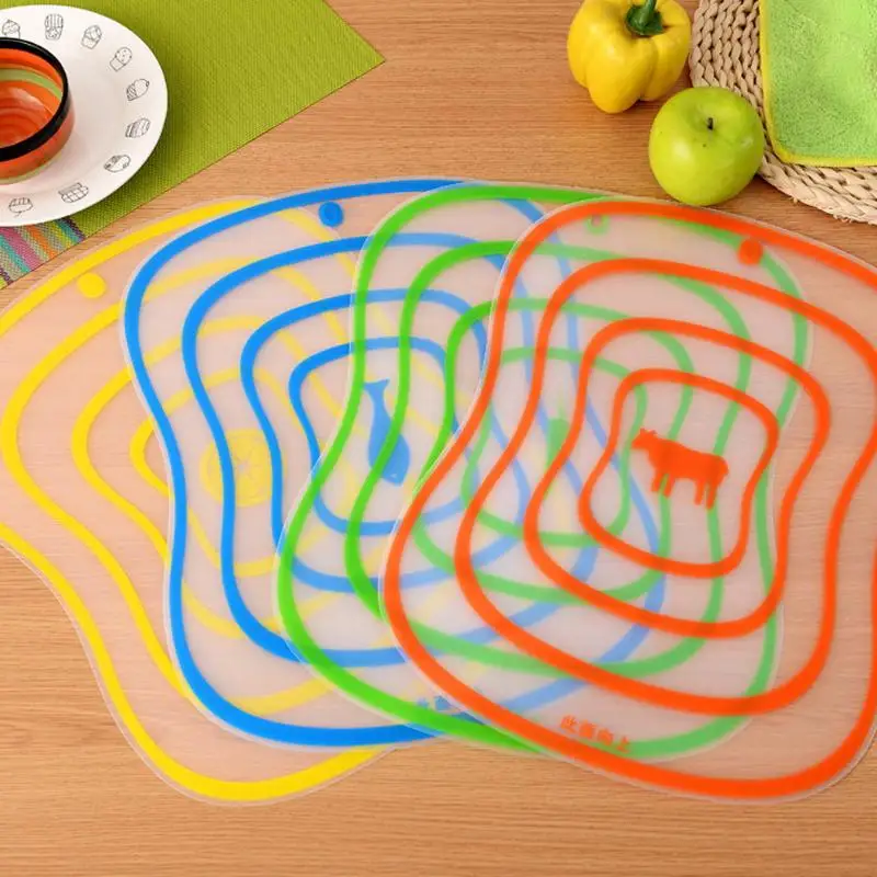 

4 pcs/lot Flexible Kitchen Plastic Chopping Board Cutting Board Breadboard Non-slip Frosted Antibacteria Cutting Block M/L