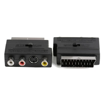 

SCART To 3 RCA Composite Phono Adaptor Converter + In / Out Switch Gold