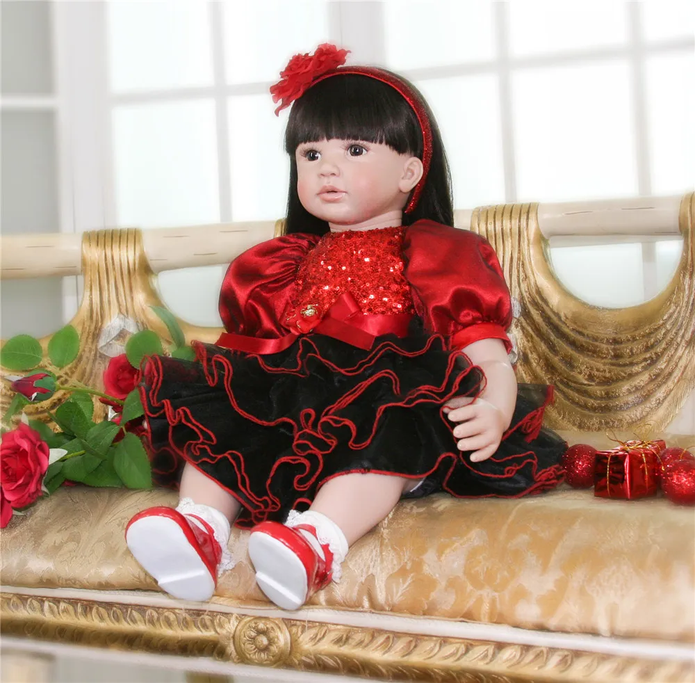 

60cm Soft Body Silicone Reborn Baby Doll Toy For Girls NewBorn Girl Baby Birthday Gift To Child Bedtime Early Education Toy
