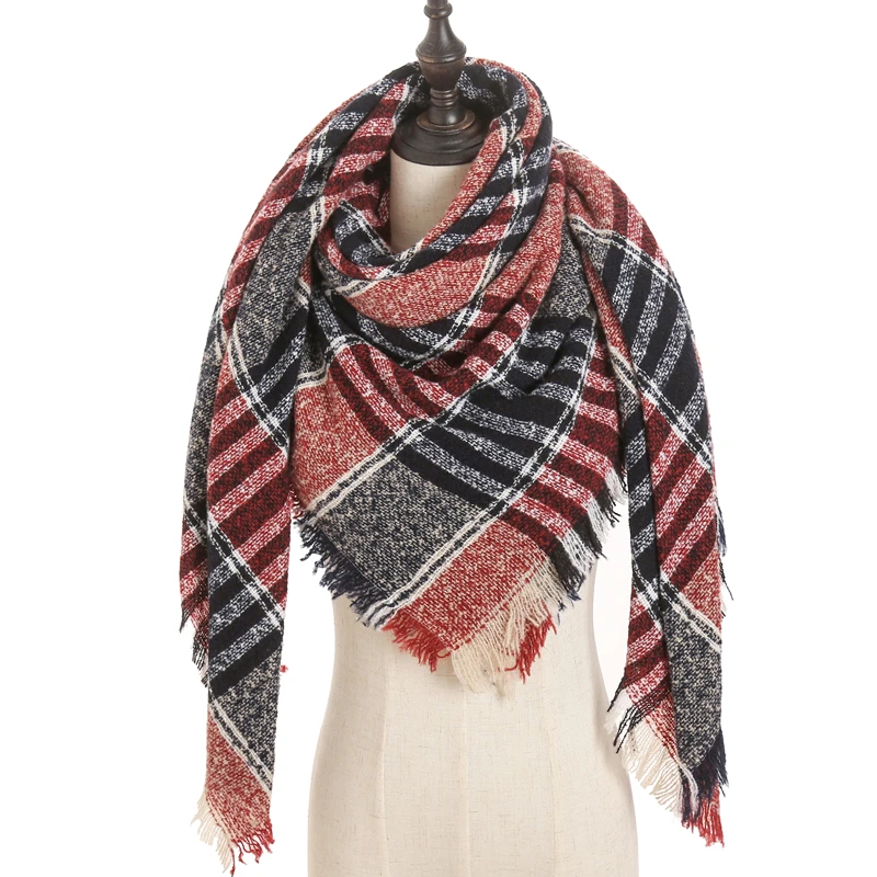 new designer brand women cashmere scarf triangle winter scarves lady shawls and wraps knit blanket neck striped foulard - Цвет: E21