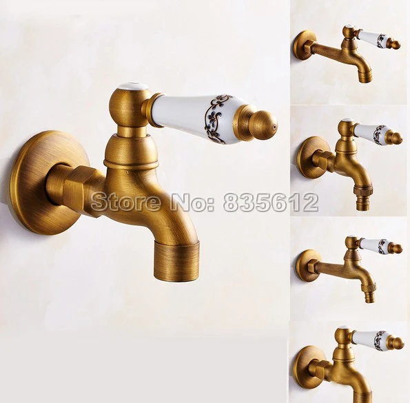 Comprar Grifo de cerámica de latón antiguo para lavadora grifo de agua de jardín y grifo de fregona para piscina grifos de agua fría para lavadero Wav