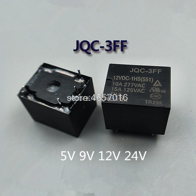 

5pcs/Lot Relay JQC-3FF 5V 9V 12V 24VDC-1HS (551)