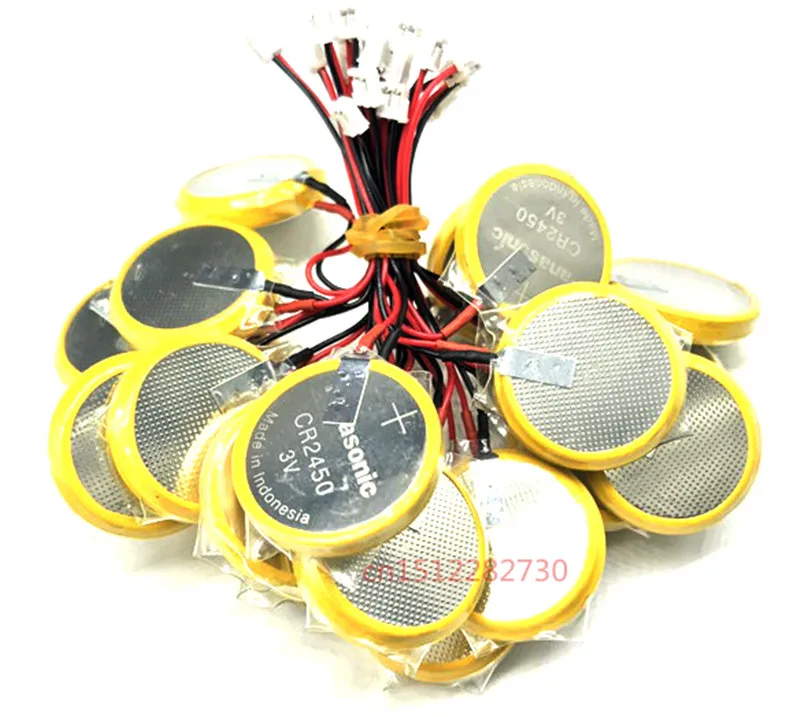 100pcs/lot New Genuine Panasonic CR2450 battery with solder pin plug