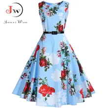 Floral Print Vintage Dress Women Retro PinUp Tutu Dresses Hepburn 50s 60s Rockabilly Robe feminino Vestidos