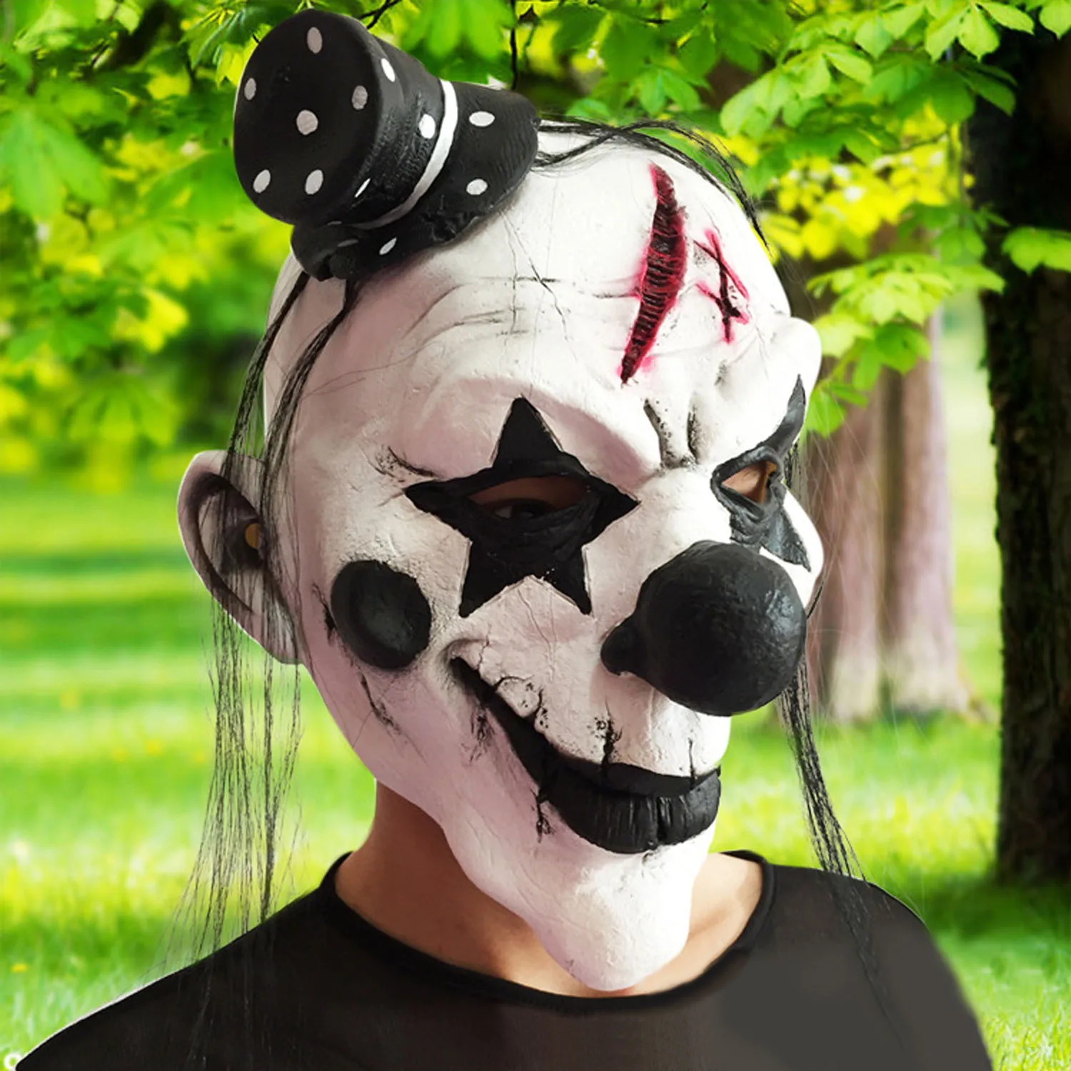 

Behogar Halloween Latex Scary Disguste Clown Evil Mask Adult Costume Full Face Fancy Dress Party Mask Supplies Decoration