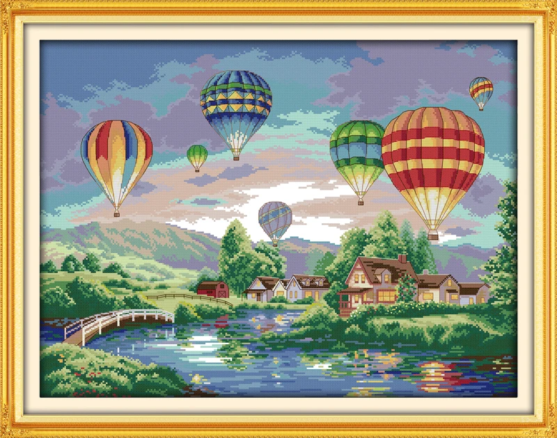 

Colorful balloons DIY Handmade Needlework Cross Stitch Set Kits For Embroidery Home Decor Landscape Cross Stitch Patterns Free