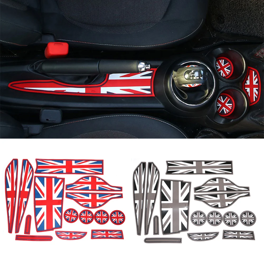 14pcs Silicone Union Jack Car Cup Gate Groove Mats Anti Slip Pad for