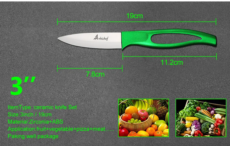 Anhichef керамические кухонные аксессуары, нож 5 ''нарезки 4'' утилита 3 ''для очистки фруктов, кухонные ножи, очень Лидер продаж, инструменты для приготовления пищи