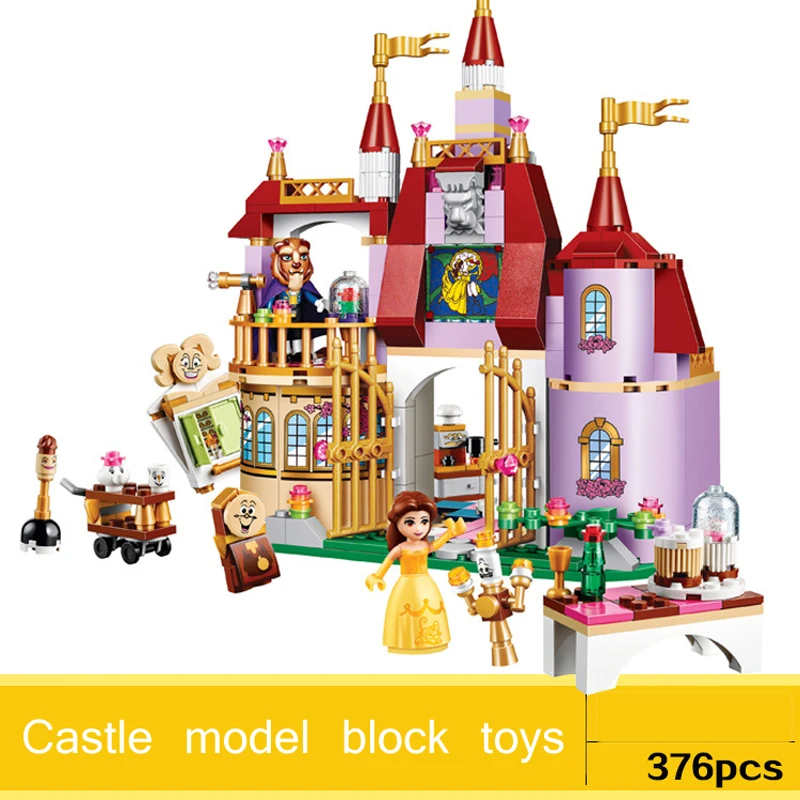 

Beauty and the Beast Princess Castle Building Blocks Anna Elsa Educational Brick Ice Castle Game Set Gift Girl 376pcs/lot