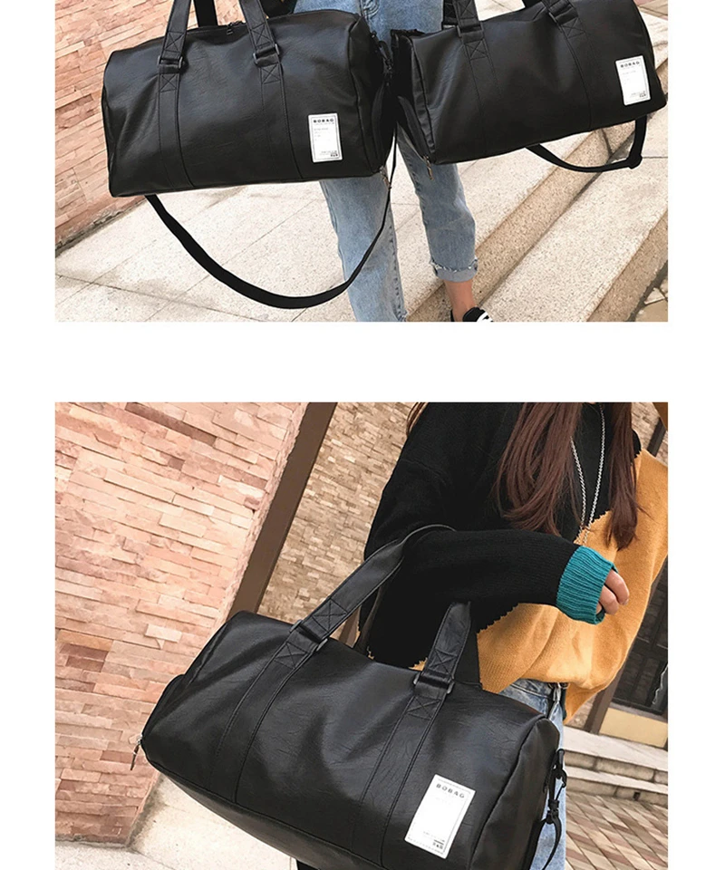 Gym Bag Leather Sports Bags Big MenTraining Tas for Shoes Lady Fitness Yoga Travel Luggage Shoulder Black Sac De Sport XA512WD (9)