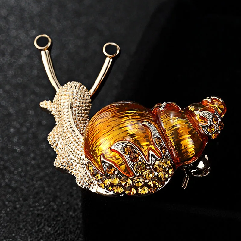 

12pcs/lot Wholesale Enamel Snails Brooches For Women Crystal Insect Brooch Pin Women Vintage Broaches Hijab Pins Men Jewelry