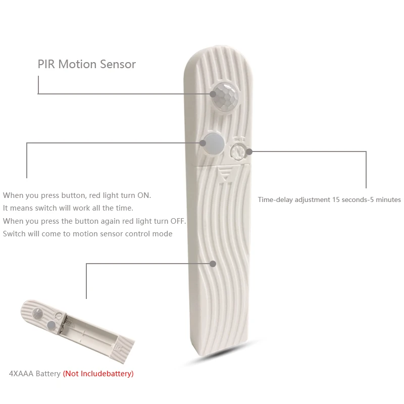 Светодиодный светильник с датчиком движения PIR, водонепроницаемая Ночная лампа, лента с питанием от батареи для лестниц коридора, шкафа 1 м 2 м 3 м