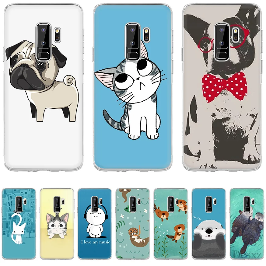 Чехол из ТПУ для Samsung A7 A9 A10 A20 A30 A40 A50 A60 A70 A5 A6 A8 Plus J3 J5 J6 J7 Otters с держателем рук Мопса |
