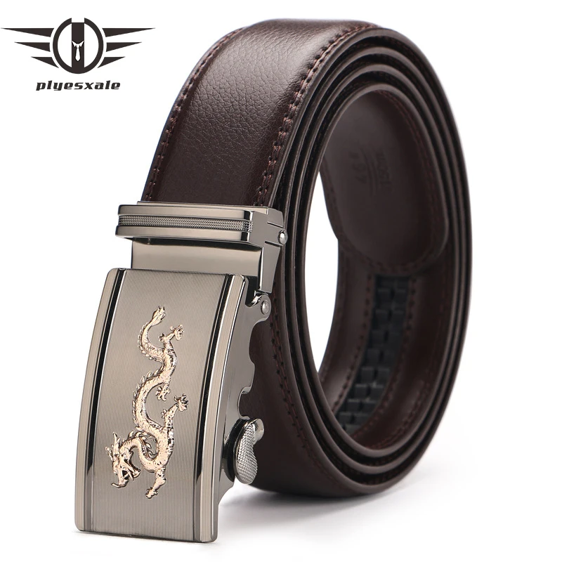 

Plyesxale Chinese Dragon Automatic Buckle Belt Men 2018 High Quality Genuine Leather Mens Belts Casual Cinto Dropshipping G80
