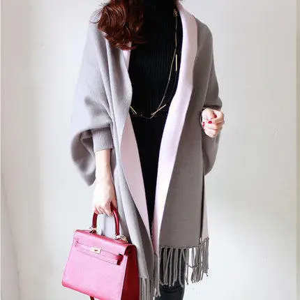 Женский трикотажный кардиган с рукавами фонариками и кисточками|female cardigan|cardigan