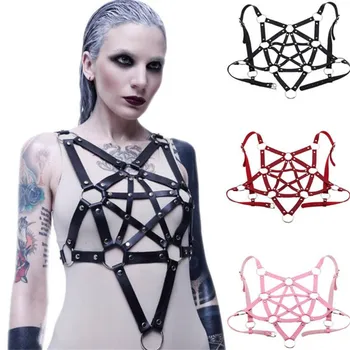

DIEZI Punk Gothic Sexy Star Choker Necklaces Bra Bondage Collar Necklace For Men Women Party Harness Anime Jewelry