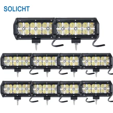 SOLICHT 10x 7D 7 дюймов светодиодный световой бар+ DRL точечный прожектор 60 Вт внедорожная Светодиодная лампа для автомобиля 12 в 24 В светодиодный Extraljusramp Camion 4x4 ATV багги