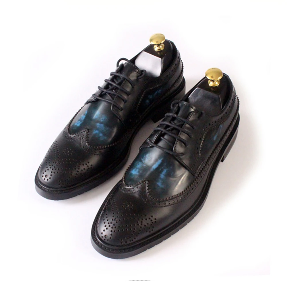 

mens dress shoes Original stitching handmade Bullock men's shoes genuine leather chaussure homme