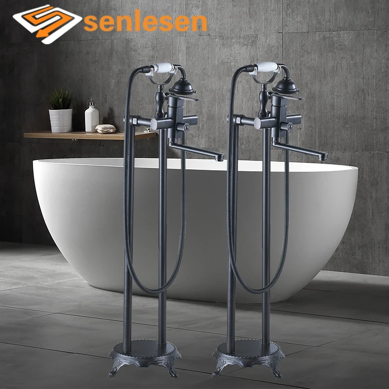

Wholesale and Retail Bathtub Faucet Single Handle Mixer Tap Para Bathroom Long Spout Bath Shower Faucets Hot and Cold Water