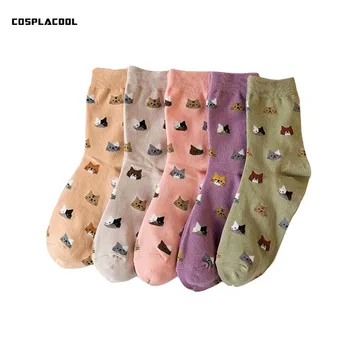 

[COSPLACOOL] 5 Pairs Japanese harajuku cute cartoon socks calcetines autumn winter cotton funny socks women calcetines mujer