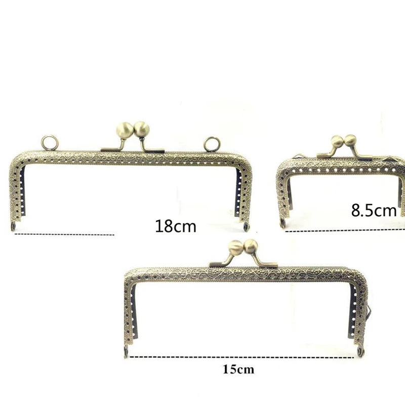 

mix 3pcs 8.5cm 15cm 18cm bronze square embossed port no broken orifice DIY commonly used mouth kiss clasp for purse bag