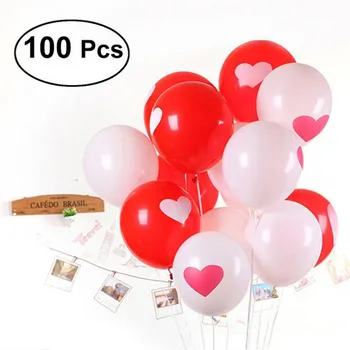 

100pcs Lovely Round Heart Ballons Valentines Red Balloons White Heart Latex Ballons Wedding Engagement Propose Marriage Balloons
