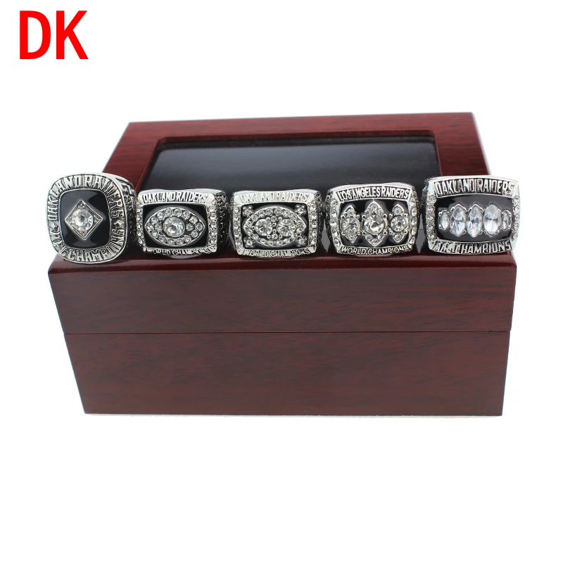 1967 1976 1980 1983 2002 Oakland Raiders Super Bowl anillos de Campeón de réplica ventiladores Conjunto cuadro titular de anillo de compromiso