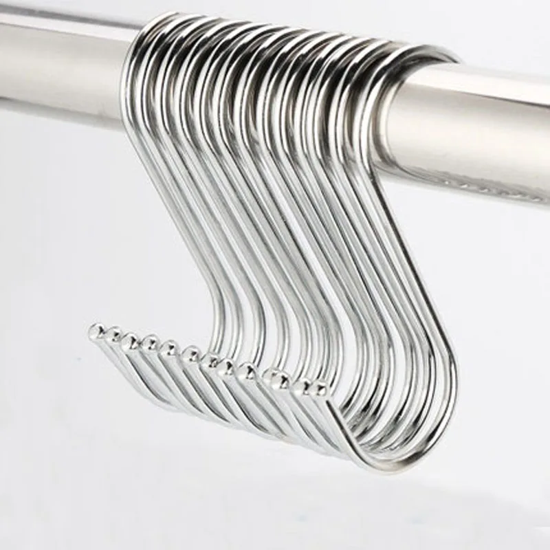 

10Pcs/Set Storage Rack Hooks Round S Shaped Stainless Steel Storage Tool for House Kitchen Pot Pan Hanger Clothes Shoes Hot 66