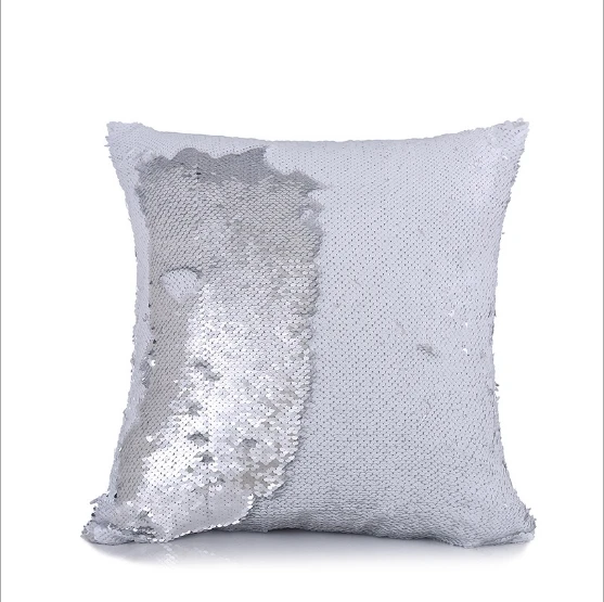 

40*40CM Sequins Glitter Solid Satin Silver Capa De Dlmofada Bed Cotton Throw Pillow Case