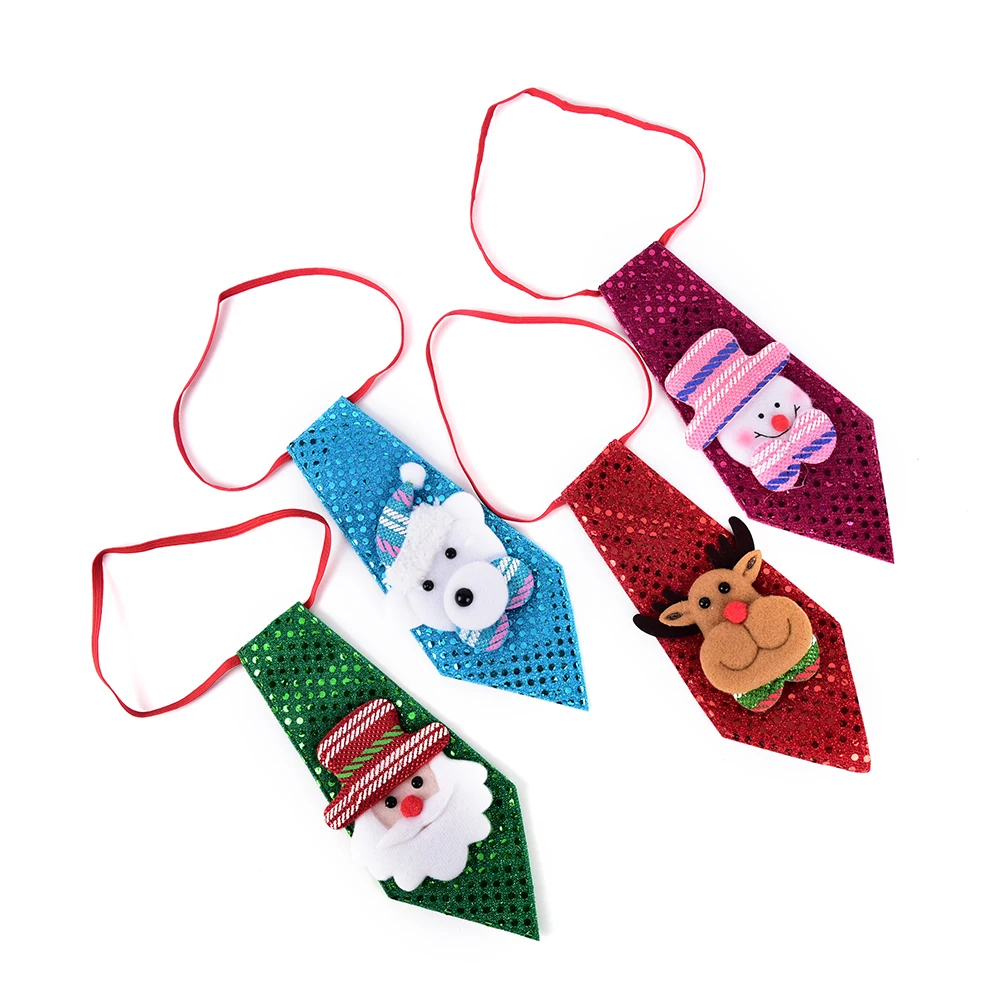 

1Pc Christmas Tie Sequins Santa Claus Snowman Reindeer Bear Christmas Decoration For Home Xmas Decoration Kids Toy Ornaments