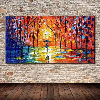 

Knife Large Abstract Oil Painting Red Tree On Canvas Modern Home Wall Art Decor Pictures For Living Room 3D Gift With Lovers