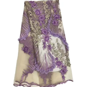 

Latest Excellent Quality Lace African Lace Fabric With Beads Embroidery Tulle French Lace Women HX854-2