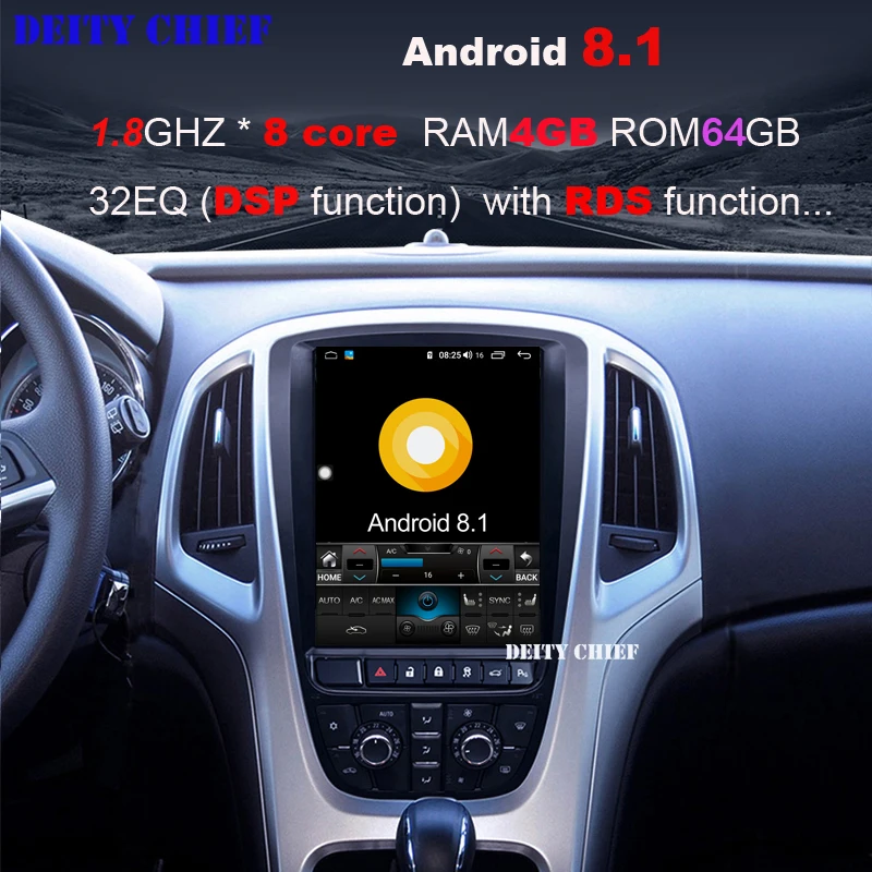 Best 4GB+64GB: Android8.1 Car Multimedia GPS Radio For Opel Astra J Vauxhall Buick Verano 2009-2014Vertical screen 3
