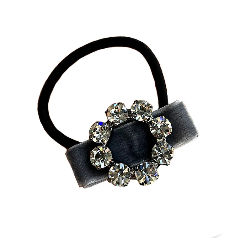 

Velvet bows inlaid flash drill hair ties crystal elastic hair band rubber bands diamond hair rope fashion women hair accessories