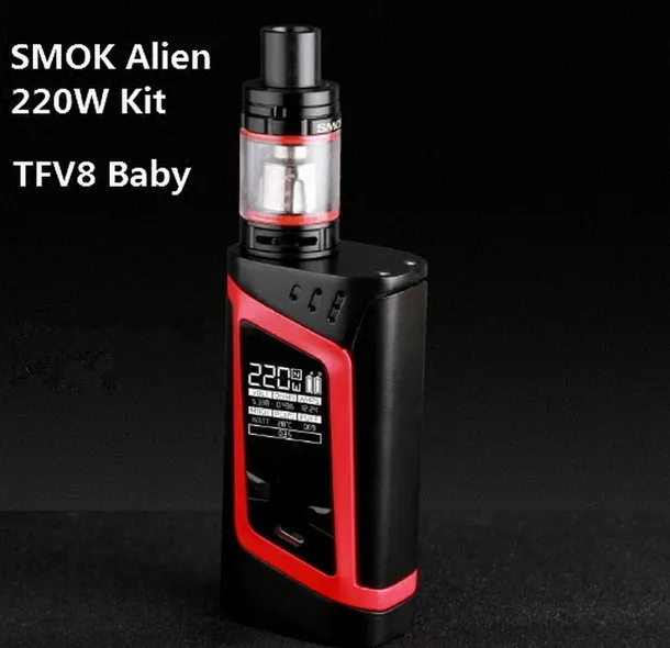 Original SMOK ALIEN Kit 220W Box Mod 3ml TFV8 Baby Tank Atomizer electronic cigarette vape Kit Original SMOK ALIEN Kit 220W Box Mod 3ml TFV8 Baby Tank Atomizer electronic cigarette vape Kit